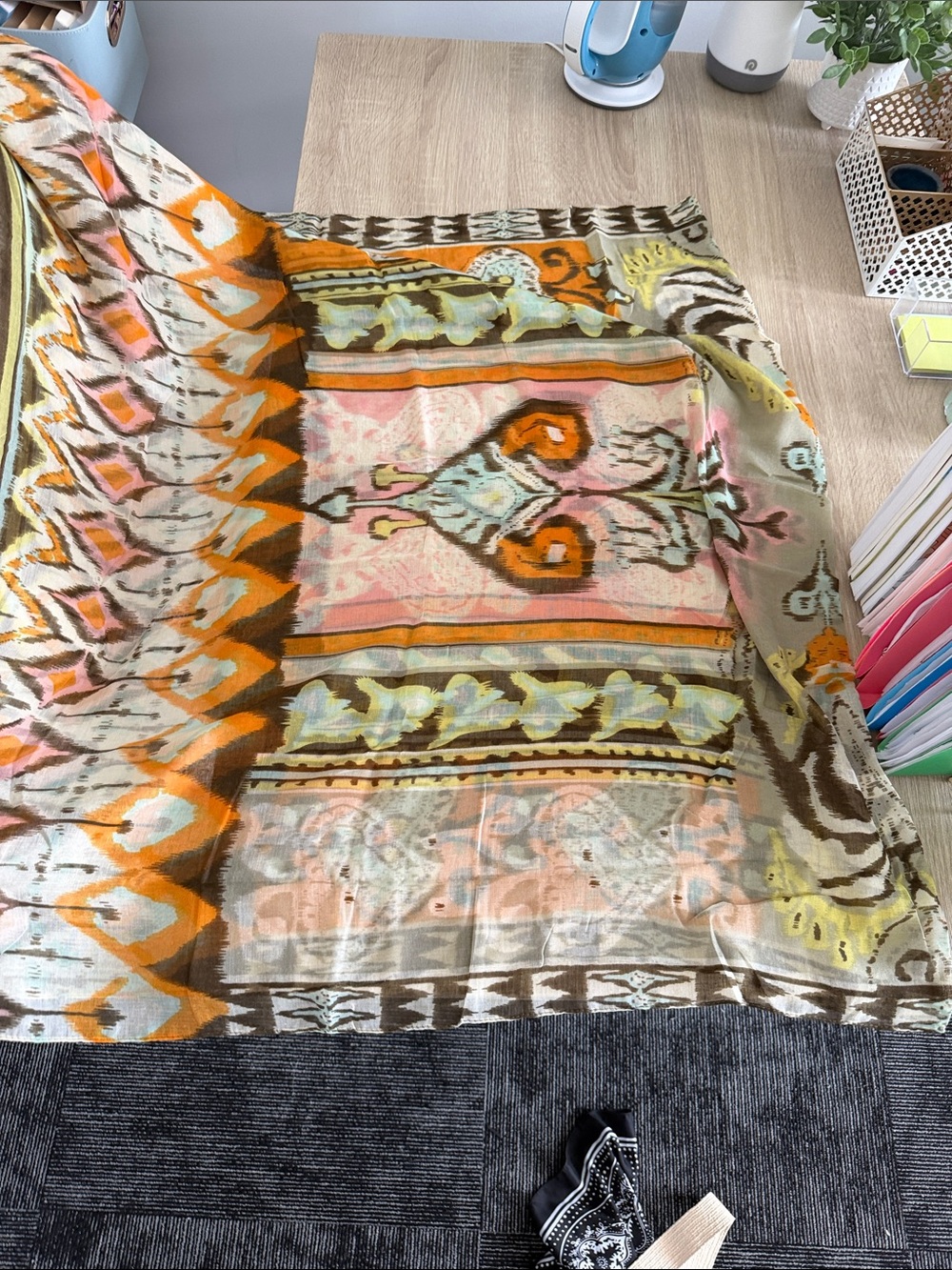 Trendy boutique Orange, Pink & Blue Patterned Lightweight Wrap Scarf